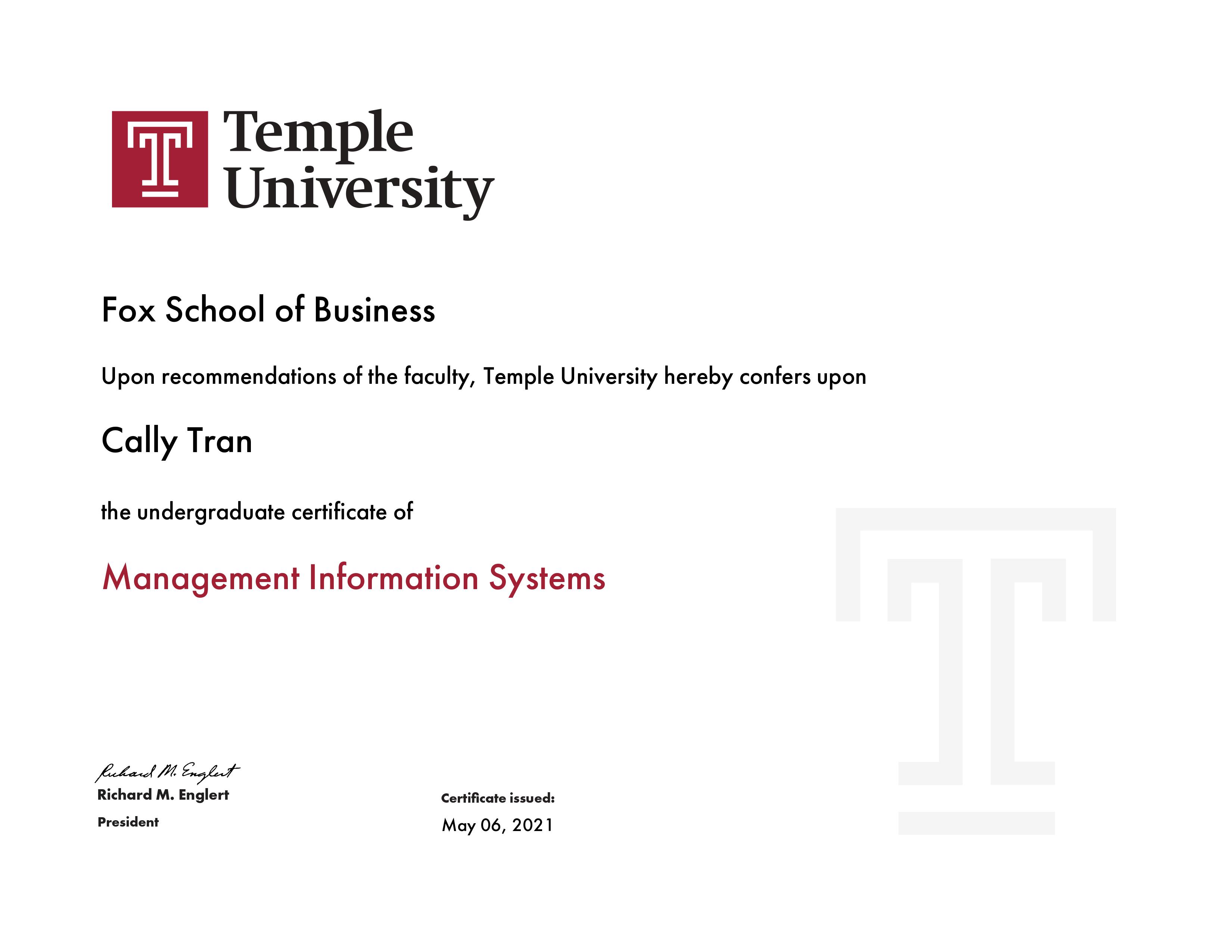 Management Information Systems Certificate